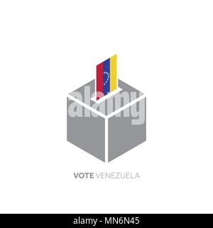 Venezuela voting concept. National flag and ballot box. Stock Vector