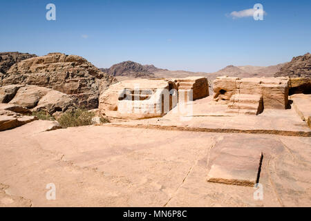 High place of Sacrifice on top of the ancient Nabatean city Stock Photo