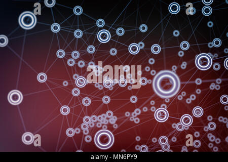 Network background , internet communication connected dots - 3d illustration. Stock Photo