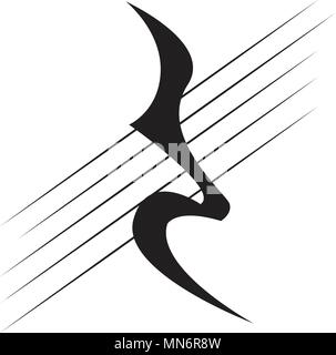 Isolated quarter rest note on a pentagram. Vector illustration design Stock Vector