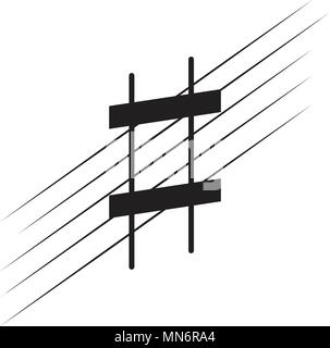 Isolated sharp key signature on a pentagram. Vector illustration design Stock Vector
