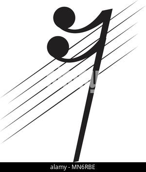 Isolated sixteenth rest note on a pentagram. Vector illustration design Stock Vector