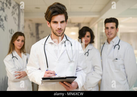 Portrait of group of medical workers in hospital Stock Photo