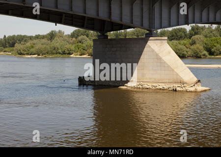 river under the bridge low level of water Stock Photo