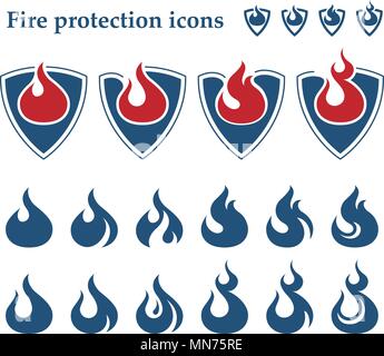 Fire protection icons Stock Vector