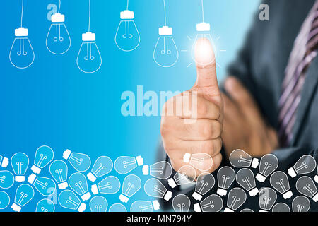 Business man Touching Security Lock Icons On Virtual screen. Illustration Concept Stock Photo