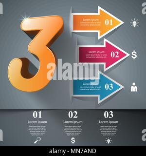 Infographic three icons. Arrows icon. Stock Vector