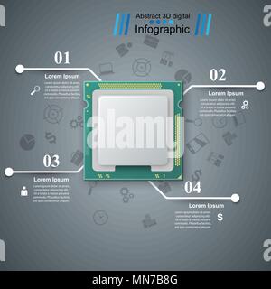 Computer chip. Business infographic. Stock Vector