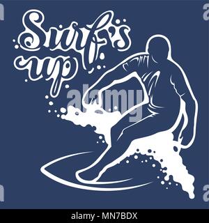 Surfing artwork. Surf's up. T-shirt apparel print graphics. Original graphics Tee Stock Vector