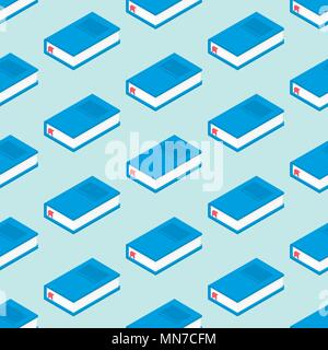 Isometric 3d school book. Vector Back to school background with stationery. Office accessories. Stock Vector