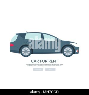 Eco smart  machine  Isolated on white background. Car for rent, sale.  Flat vector illustration. Stock Vector
