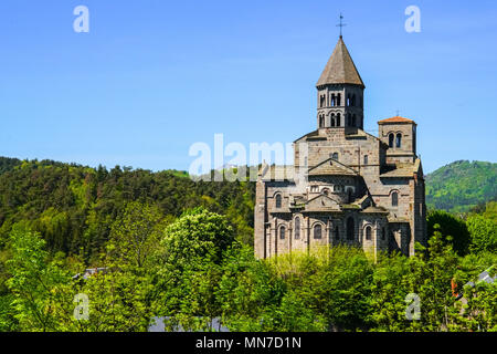 View of Notre-Dame-du-Mont-Cornadore, Saint-Nectaire, Le Puy-en-Velay, Auvergne region, France. Stock Photo