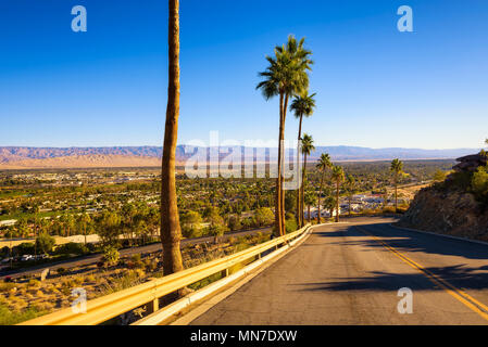 Scenic road leading to Palm Springs in California Stock Photo