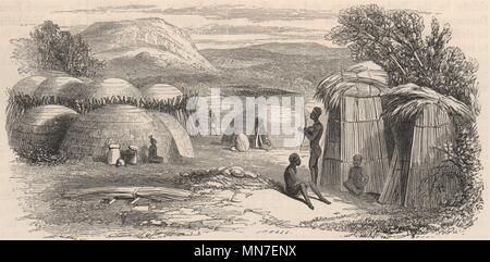 SOUTH AFRICA. A Kaffir Kraal 1882 old antique vintage print picture Stock Photo