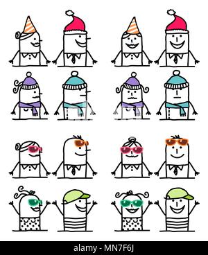 Cartoon Characters Set - Seasons and Accessories Stock Vector
