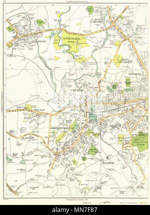 ACCRINGTON.Rishton,Clayton le-Moors,Enfield,Oswaldtwistle 1935 old vintage map Stock Photo