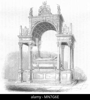 WESTMINSTER ABBEY. Tomb of Mary Queen Scots 1845 old antique print picture Stock Photo