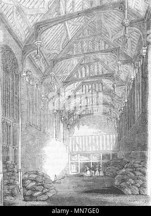 LONDON. Hall of Eltham Palace 1845 old antique vintage print picture Stock Photo