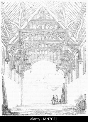 LONDON. Great Hall of Eltham palace 1845 old antique vintage print picture Stock Photo