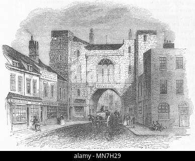LONDON. St John's Gate, Clerkenwell, 1841 1845 old antique print picture Stock Photo