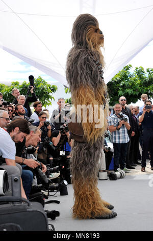 Cannes, France. 15th May 2018. Chewbacca at the 'Solo: A Star Wars Story'  photocall during the 71st Cannes Film Festival at the Palais des Festivals on May 15, 2018in Cannes, France Credit: Geisler-Fotopress/Alamy Live News Stock Photo