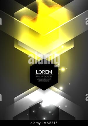 Digital technology glowing arrows. Digital technology glowing arrows, modern geometric abstract background with light effects and place for your message Stock Vector