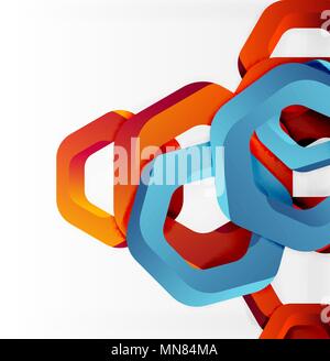 Overlapping hexagons design background. Overlapping hexagons vector design background Stock Vector