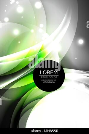 Digital illustration, glowing waves and circles. Vector digital illustration, glowing waves and circles Stock Vector