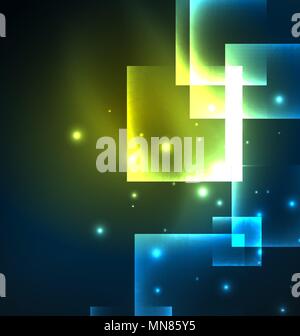 Dark background design with squares and shiny glowing effects. Dark background design with shiny glowing effects, lines and glass squares Stock Vector