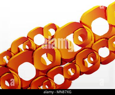 Geometric abstract background, cut chain shapes or hexagons on white. Geometric abstract background, cut chain shapes or hexagons on white. Vector illustration Stock Vector