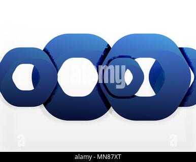 Geometric abstract background, cut chain shapes or hexagons on white. Geometric abstract background, cut chain shapes or hexagons on white. Vector illustration Stock Vector