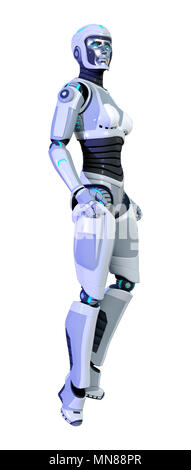 3D rendering of a female robot isolated on white background Stock Photo