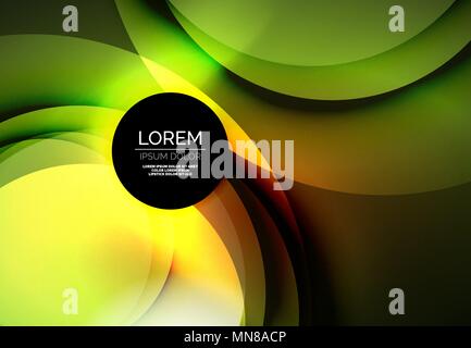 Digital illustration, glowing waves and circles. Vector digital illustration, glowing waves and circles Stock Vector