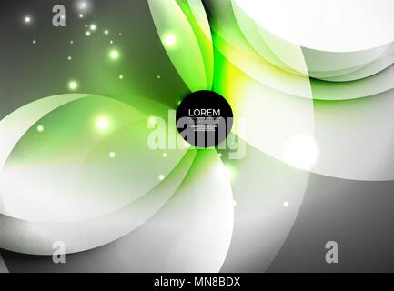 Digital illustration, glowing waves and circles. Vector digital illustration, glowing waves and circles Stock Vector