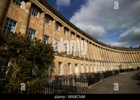 view from the centre along Royal Crescent residential road georgian houses Bath England UK Stock Photo