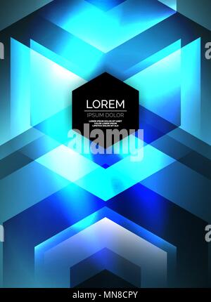 Digital technology glowing arrows. Digital technology glowing blue arrows, modern geometric abstract background with light effects and place for your message Stock Vector