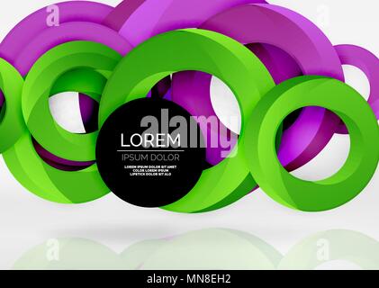 Modern 3d ring vector abstract background. Modern 3d ring composition in grey and white space, vector abstract background Stock Vector