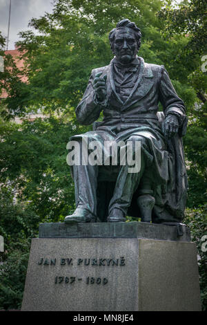 Statue of Johann Evangelist Purkinje in Prague Stock Photo