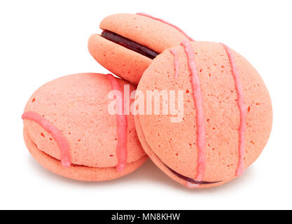 pink macarons cookies path isolated Stock Photo