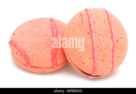 pink macarons cookies path isolated Stock Photo