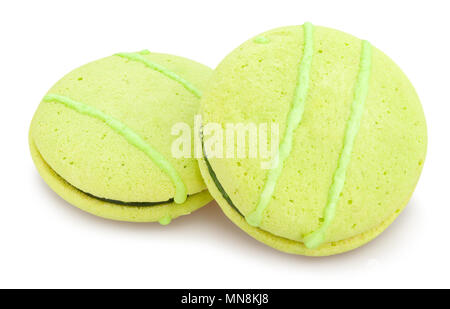 green macarons cookies path isolated Stock Photo