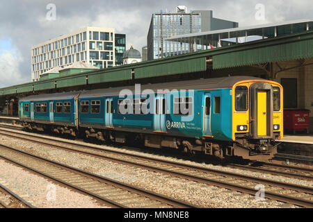 Arriva Trains Wales Class 150, Cardiff Central Station, South Wales, UK. Stock Photo