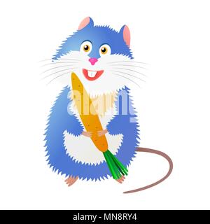 Cartoon hamster holds a carrot in hands Stock Vector
