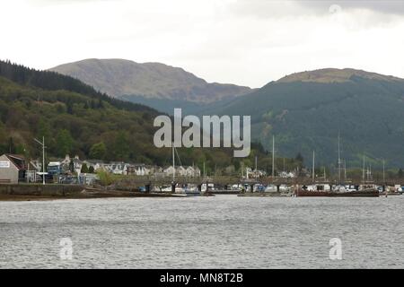 Beautiful Dunoon on the Firth of Clyde on the Cowal Peninsula, Argyll and Bute, Scotland, UK showing scenic view of the water and mountains. Stock Photo