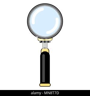 Magnifying Glass with Reflection. Magnify Icon in Flat Style Design. Magnifier or Loupe Sign Stock Vector