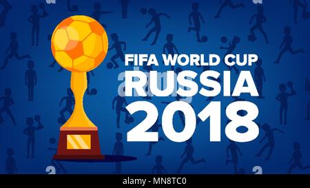 2018 FIFA World Cup Background Vector. Russia Event. Cup Greeting. Championship Russia 2018. Sport Trophy. Illustration Stock Vector