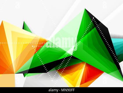 Vector low poly style 3d triangle line. Vector low poly style 3d triangle line, a4 business or technology abstract template Stock Vector
