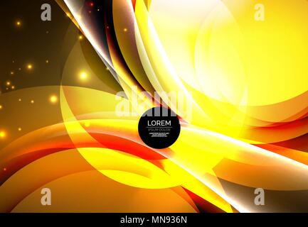 Digital illustration, glowing waves and circles. Vector digital illustration, glowing waves and circles Stock Vector