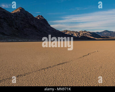 Strange Moving Rock that Leave Tracks in Death Vally USA Stock Photo