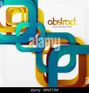 Square vector background. Square vector background, 3d style overlapping geometric shapes with shadows on light backdrop Stock Vector